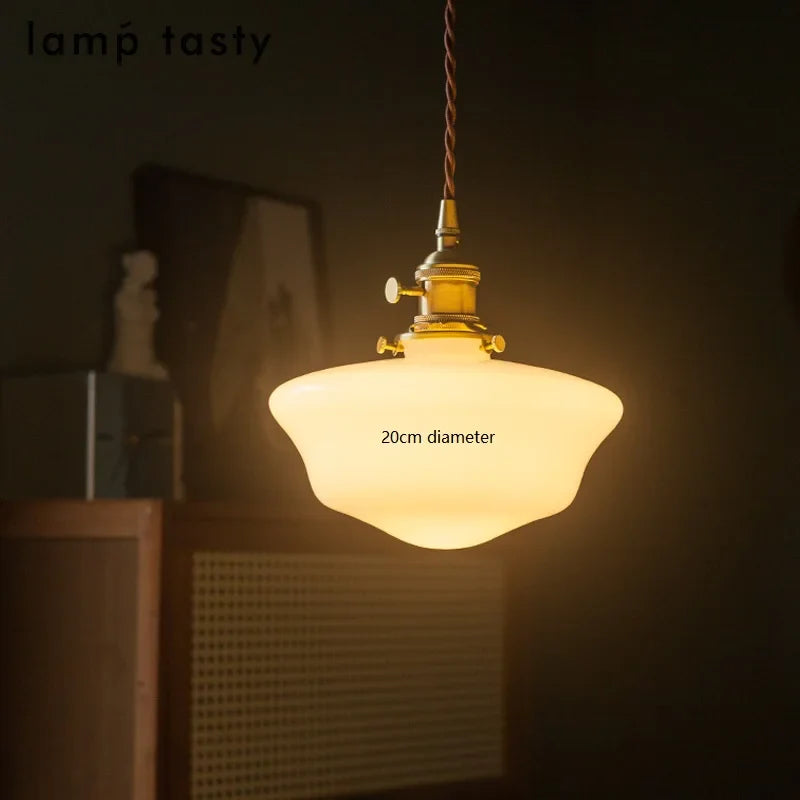 Helnys White Glass LED Pendant Lamp for Bathroom Bedroom Living Room