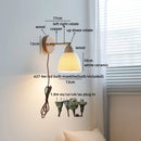 Helnys Nordic LED Wall Light Copper Arm White Glass Bedside Lamp