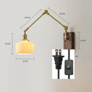 Helnys Copper Swing Arm LED Wall Light with Pull Chain Switch and Walnut Canopy