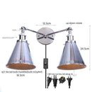 Helnys Loft Plug LED Wall Lamps 2 Heads Industrial Silver Vintage Lighting
