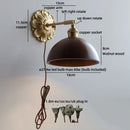 Helnys Industrial LED Wall Sconce Lights Plug In Black Walnut Wood Kitchen Living Room Lamp