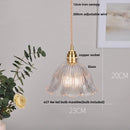 Helnys Clear Glass LED Pendant Light Fixture with Copper Knob Switch