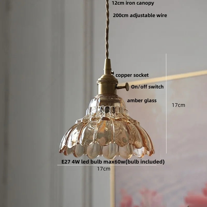 Helnys Flower Glass LED Pendant Lamp - Nordic Modern Hanging Light
