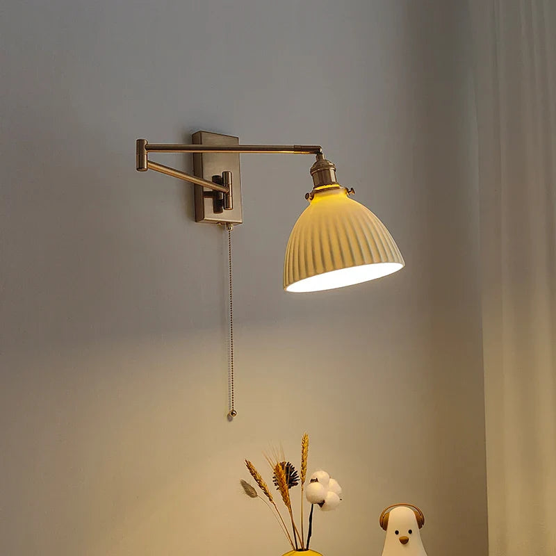 Helnys Nordic LED Wall Sconce Left Right Rotate Pull Chain Switch Stair Light
