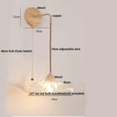 Helnys Wood Glass LED Wall Light Fixture with Pull Chain Switch