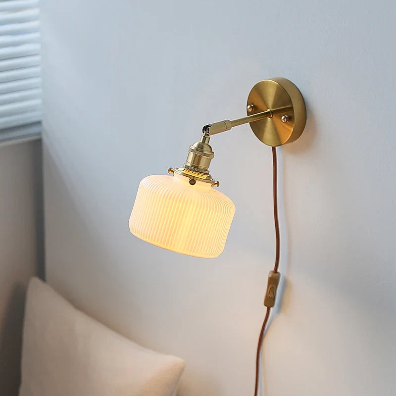 Helnys Nordic LED Wall Light Ceramic Bedroom Stair Lamp