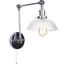 Helnys Retro Loft LED Wall Lights Pull Chain Switch Chrome Clear Glass Vintage Fixture