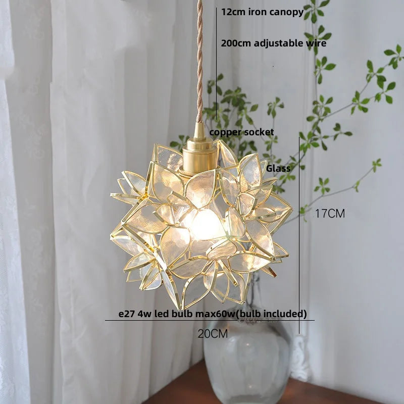 Helnys Glass Copper LED Pendant Lamp E27 Nordic Modern Luxury Hanging Lights