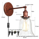Helnys Industrial Loft LED Wall Light Iron Glass Rustic Reading Dining Room Decor