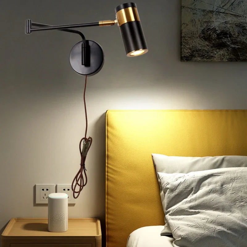 Helnys Rotatable LED Wall Sconce Swing Arm Stair Light Fixture for Home Décor