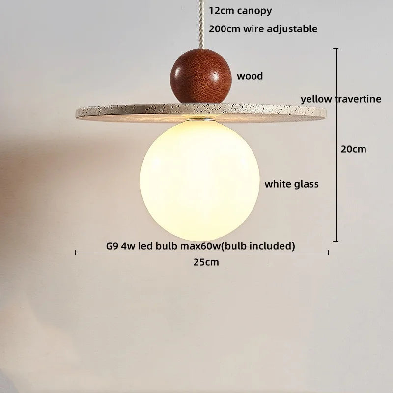Helnys Yellow Travertine LED Pendant Light - Nordic Modern Hanging Lamp