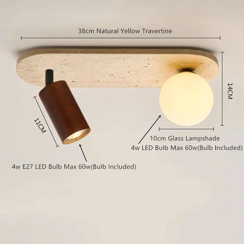 Helnys Yellow Travertine LED Ceiling Light - Wabi Sabi Home Decor
