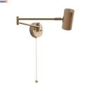 Helnys Ash Wood Swing Arm LED Wall Sconce - Up Down Rotate Bedside Lamp