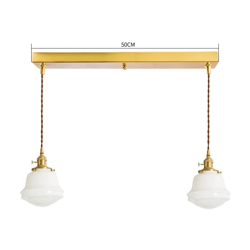 Helnys Modern Glass Copper Pendant Light for Bedroom & Living Room