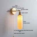 Helnys Nordic LED Wall Light White Umbrella Style Swing Copper Arm Bedside Lamp