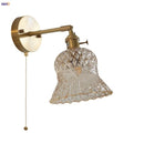 Helnys Amber Flower Glass Wall Light with Pull Chain Switch