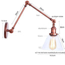 Helnys Vintage Swing Arm Wall Lights with Pull Chain Switch and Glass Ball