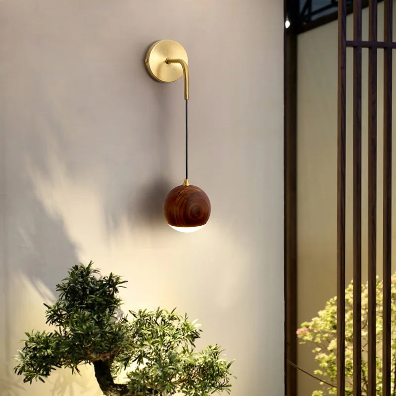 Helnys Nordic Wood LED Wall Sconce Bedroom Lamparas, Adjustable Acrylic Bedside Light