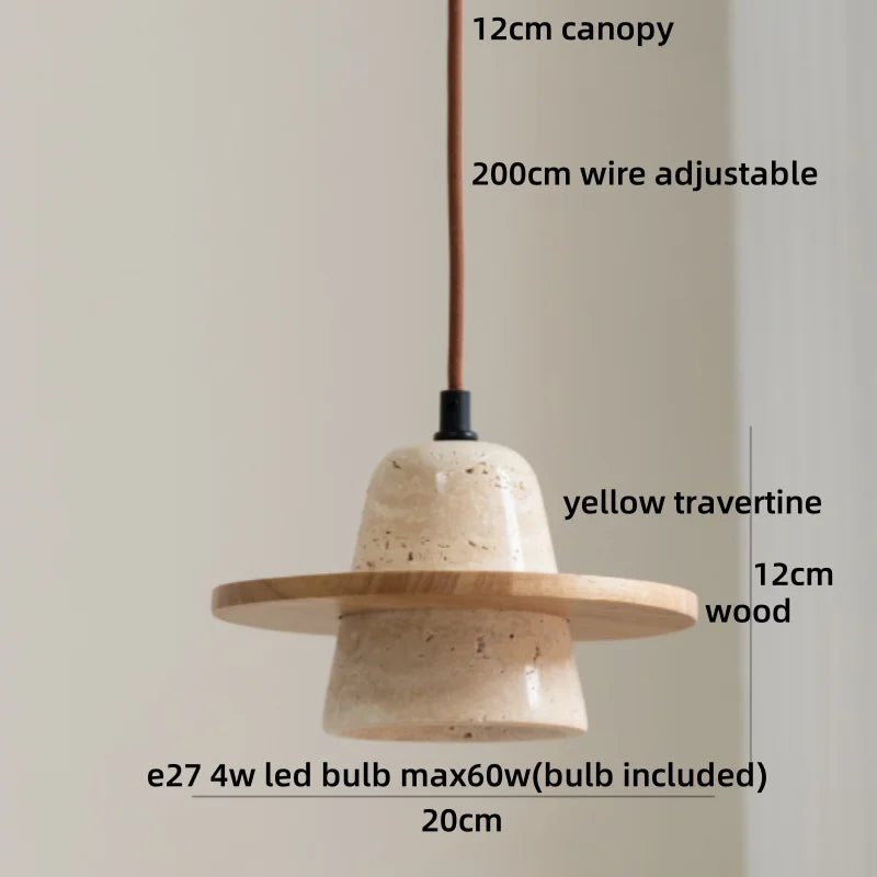 Helnys Yellow Travertine LED Pendant Light - Nordic Modern Hanging Lamp