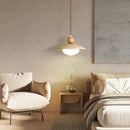 Helnys LED Pendant Lamp Coffee Study Hallway G9 White Glass Wire Adjustable Yellow Travertine