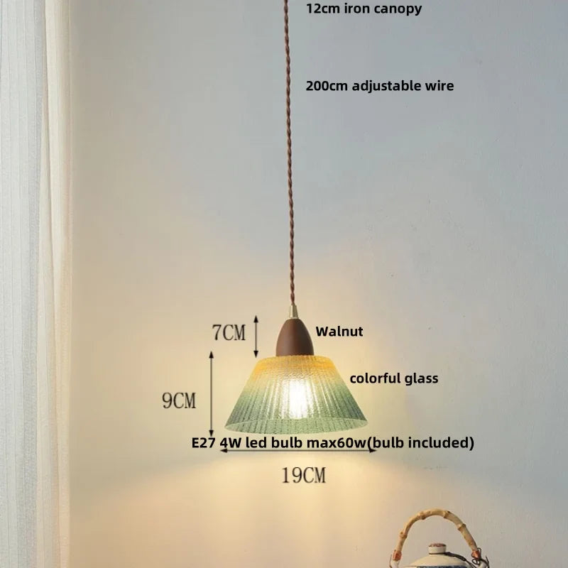 Helnys Nordic Green Glass LED Pendant Lamp for Modern Home Decor