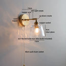Helnys Clear Glass LED Wall Lamp with Pull Chain for Modern Bathroom Mirror Lighting