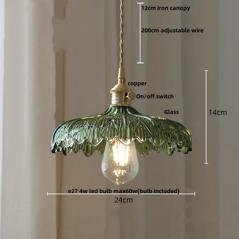 Helnys Amber Glass LED Hanging Lamp Adjustable Nordic Stair Pendant Light