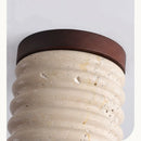 Helnys Modern LED Wood Yellow Travertine Ceiling Light Fixture