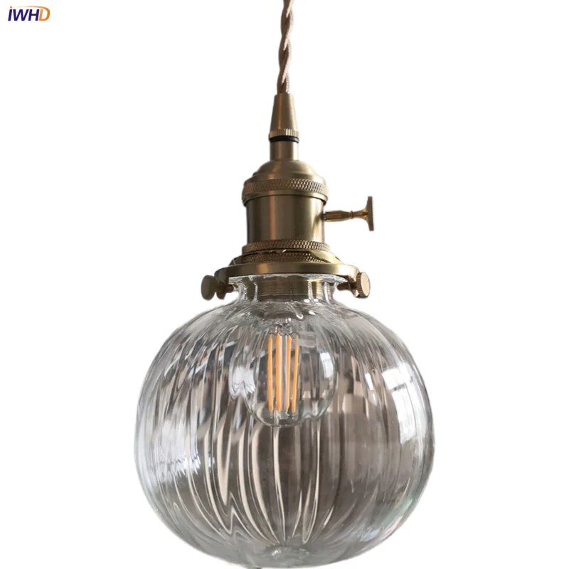 Helnys Clear Glass LED Pendant Light Fixtures for Study Kitchen Restaurant Stairs