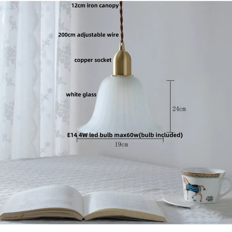 Helnys White Glass LED Pendant Lamp Modern Copper Socket Hanging Lights