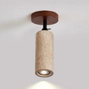 Helnys Round Canopy LED Wall Light Yellow Travertine Stone Bedside Lamp