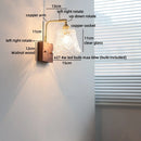 Helnys Glass Wood LED Wall Lights Up Down Rotate Bedside Lamp