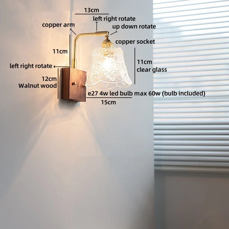 Helnys Wabi Sabi LED Wall Lamps Amber Glass Brass Mirror Light