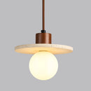 Helnys Yellow Travertine LED Pendant Lights Fixture Glass Stone Wood Nordic Hanging Lamp