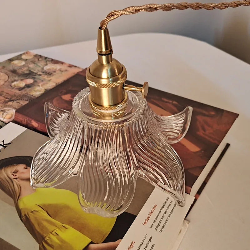 Helnys Flower Glass LED Pendant Lights Adjustable Kitchen Hanging Lamp
