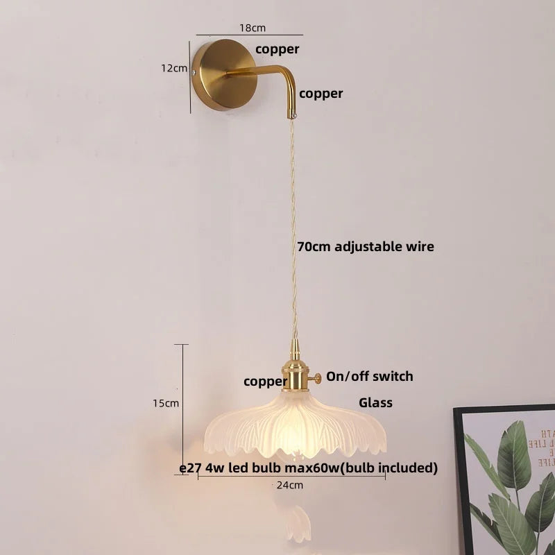 Helnys Adjustable LED Wall Lights Glass Bedside Lamp Modern Stair Light Fixtures