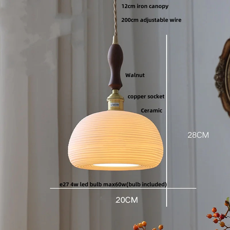 Helnys Flower Ceramic LED Pendant Lamp with Copper Socket, Adjustable Modern Hanging Light