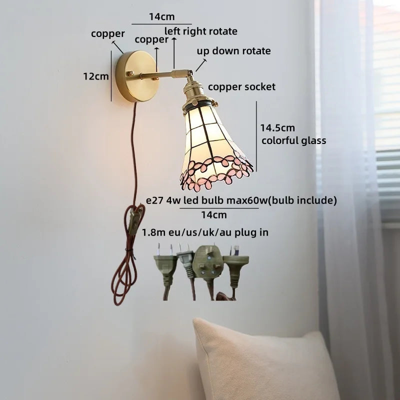 Helnys Glass LED Wall Sconce Switch Living Room Bedroom Kitchen Stair Light