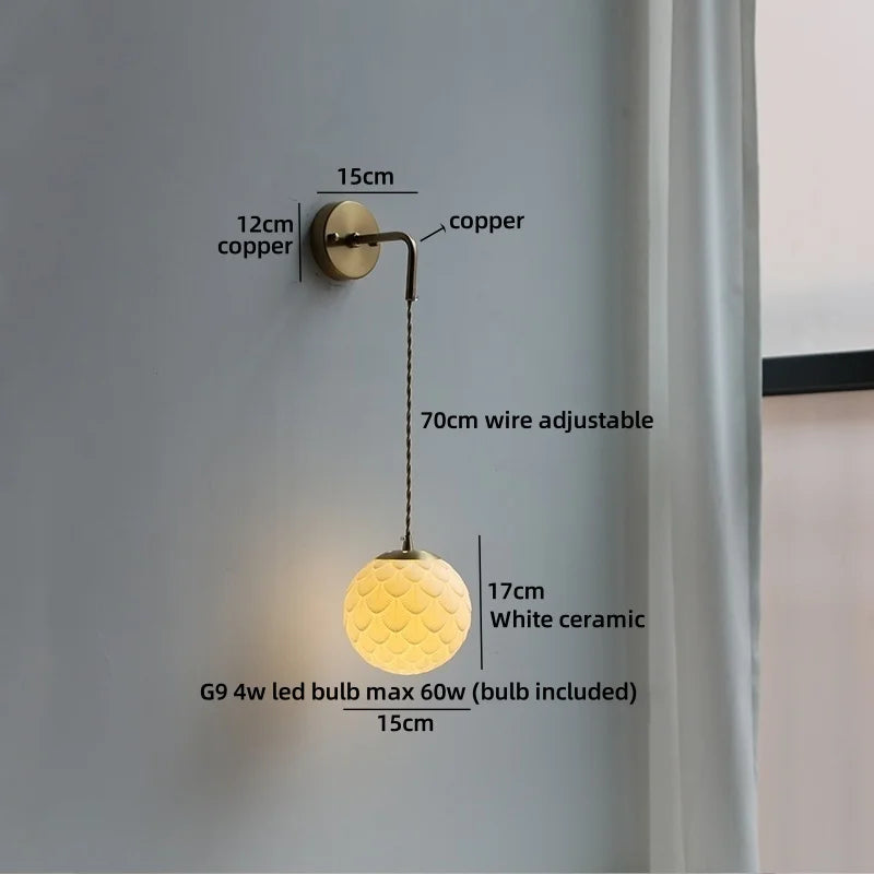 Helnys Brass Glass Shade LED Wall Lamp, Nordic Modern Bathroom Mirror Light