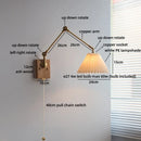 Helnys Nordic LED Wall Light White Umbrella Style Swing Copper Arm Bedside Lamp