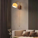 Helnys Rotatable Ceramic LED Wall Sconce Nordic Walnut Wood Bedside Lamp