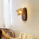 Helnys Vintage Amber Glass LED Wall Lamp, Bedroom Retro Design