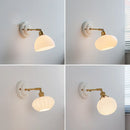 Helnys White Glass LED Wall Lights with Copper Arm Socket for Bedroom & Living Room