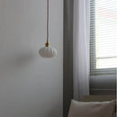 Helnys Pumpkin Shell LED Glass Pendant Light - Iron Canopy, Bedroom Dining Living Room Decor