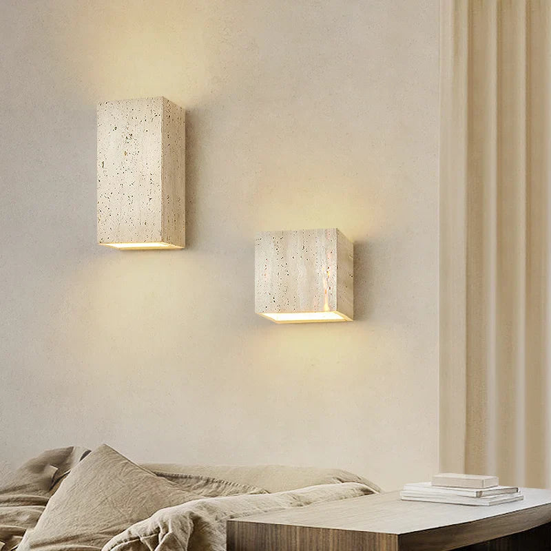 Helnys Square Stone LED Wall Light Sconce Modern Nordic Bathroom Mirror Lights
