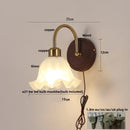 Helnys Glass Pull Chain LED Wall Lights for Hallway Bedroom Stair Fixture
