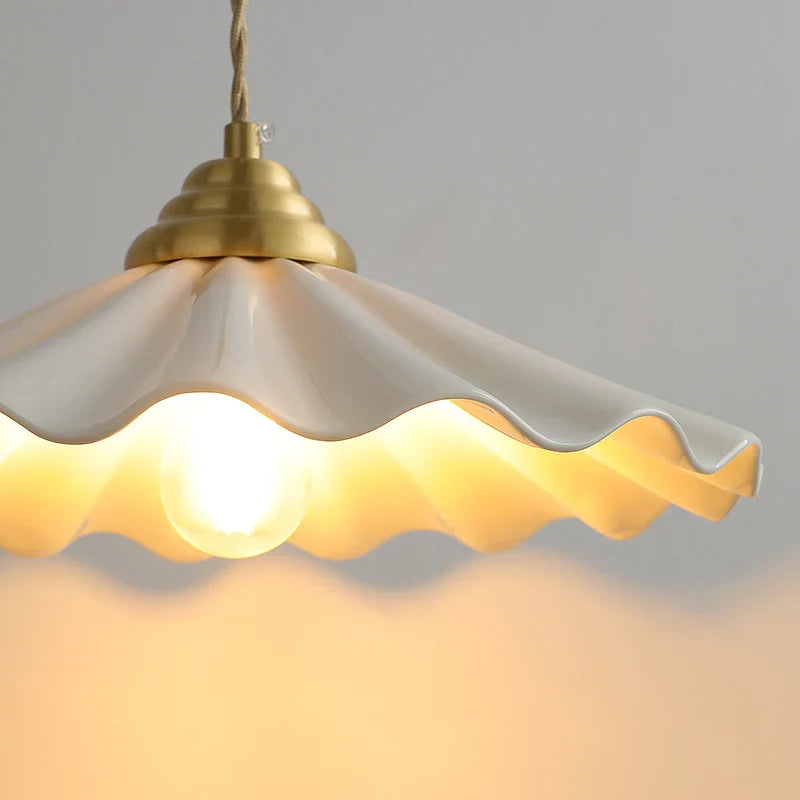 Helnys Ceramic LED Pendant Light - Japanese Style Vintage Copper Hanging Lamp