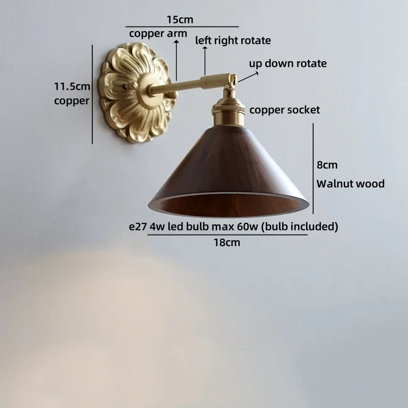 Helnys Industrial LED Wall Sconce Lights Plug In Black Walnut Wood Kitchen Living Room Lamp