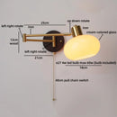 Helnys Swing Arm LED Wall Lamp with Switch - Flexible Glass Iron Design