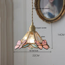 Helnys Butterfly Glass Copper LED Pendant Lamp for Home Indoor Decor